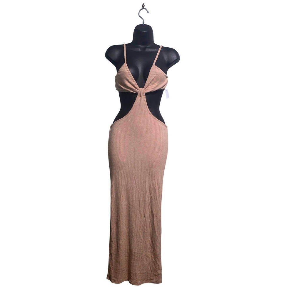 Priceless Womens Ribbed Knit Cutout Twist Front Maxi Dress Sz Medium
